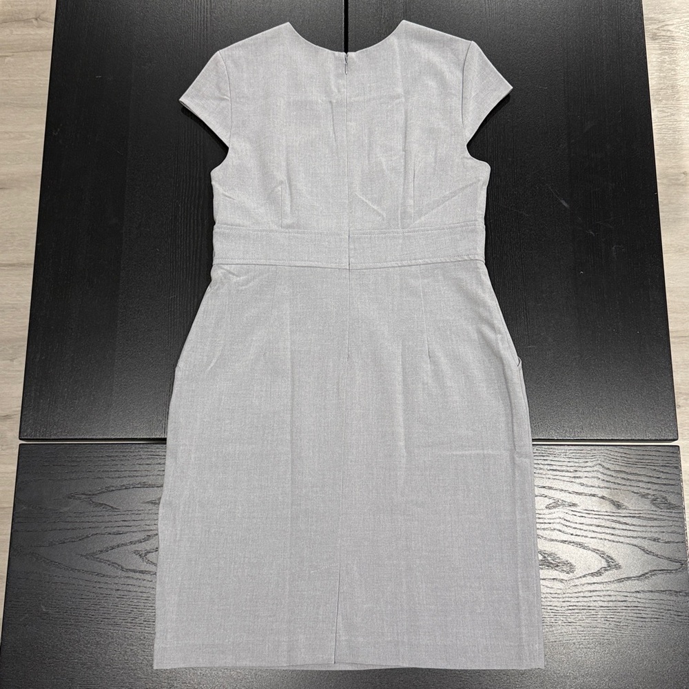 Sandra Darren Gray Cap-Sleeve Bow Front Dress – Size 12 - Picture 7 of 12